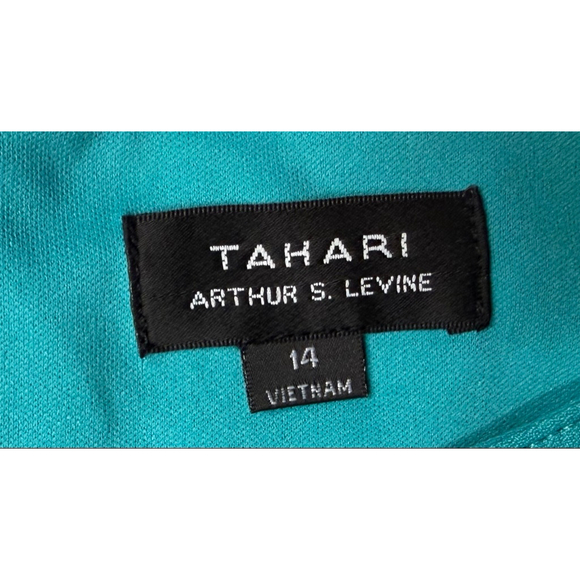 Tahari Arthur S. Levine Teal Sleeveless Sheath Dress Size 14 Career Office Class - Picture 4 of 7